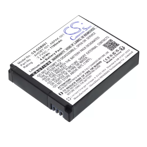 GoPro AHDBT-002 helyettesítő fényképezőgép akkumulátor (Li-ion, 3.7V, 1100mAh / 4.07Wh) - Utángyártott