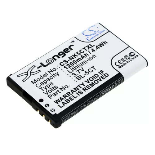 Nokia BL-5CT helyettesítő mobiltelefon akkumulátor (Li-ion, 3.7V, 1200mAh / 4.44Wh) - Utángyártott