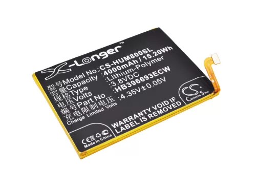 Huawei HB396693ECW helyettesítő mobiltelefon akkumulátor (Li-Polymer, 3.8V, 4000mAh / 15.2Wh) - Utángyártott