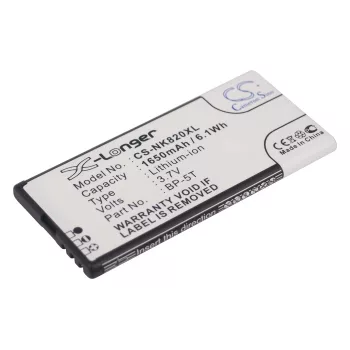   Nokia BP-5T helyettesítő mobiltelefon akkumulátor (Li-ion, 3.7V, 1650mAh / 6.11Wh) - Utángyártott