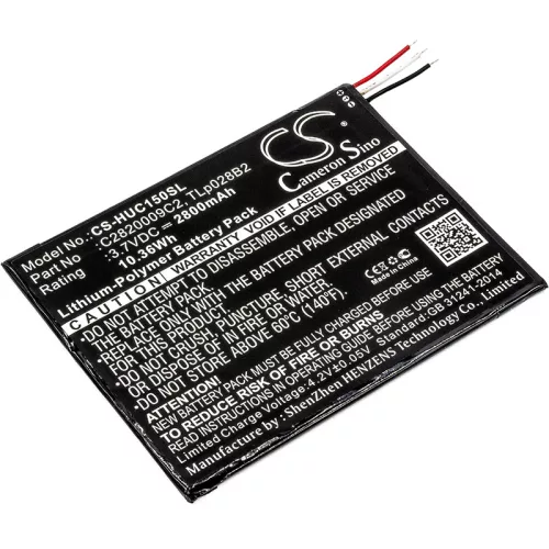 Alcatel TLp028BD helyettesítő tablet akkumulátor (Li-Polymer, 3.7V, 2800mAh / 10.36Wh) - Utángyártott