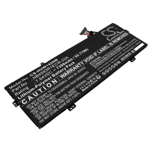 Huawei HB4593R1ECW-22C helyettesítő laptop akkumulátor (Li-Polymer, 7.64V, 7300mAh / 55.77Wh) - Utángyártott
