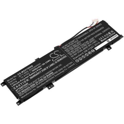 MSI BTY-M55 helyettesítő laptop akkumulátor (Li-Polymer, 15.4V, 5800mAh / 89.32Wh) - Utángyártott