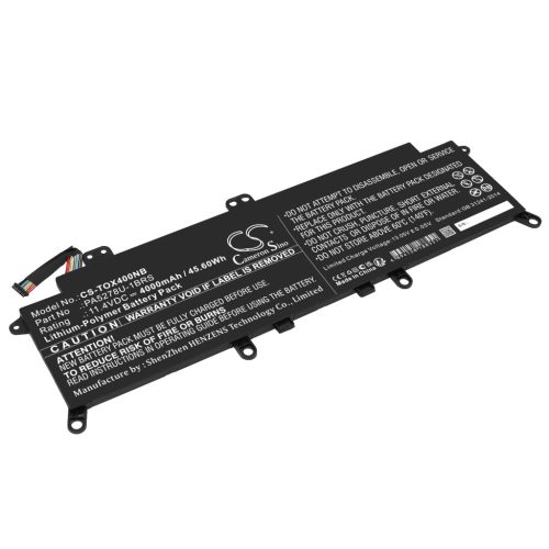 Toshiba PA5278U-1BRS helyettesítő laptop akkumulátor (Li-Polymer, 11.4V, 4000mAh / 45.6Wh, Fekete) - Utángyártott