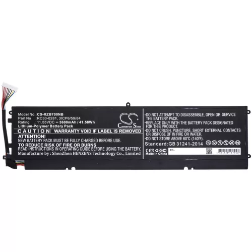 Razer Blade Stealth i7-8565U készülékhez laptop akkumulátor (Li-Polymer, 11.55V, 3600mAh / 41.58Wh) - Utángyártott