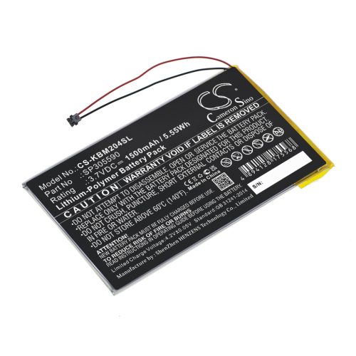 Kobo SP305590 helyettesítő E-könyv olvasó akkumulátor (Li-Polymer, 3.7V, 1500mAh / 5.55Wh) - Utángyártott