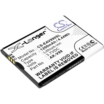   Emporia AK-V99 helyettesítő mobiltelefon akkumulátor (Li-Ion, 3.7V, 1200mAh / 4.44Wh) - Utángyártott