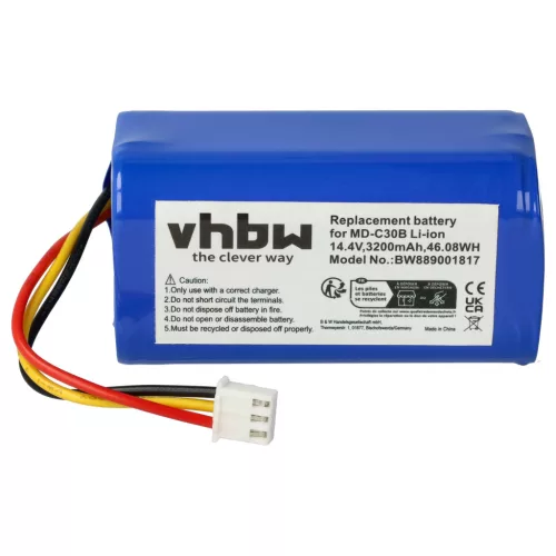 Blaupunkt BlueBot XVAC BPK-VCBB1XVB készülékhez takarítógép akkumulátor (Li-Ion, 14.4V, 3200mAh / 46.08Wh) - Utángyártott