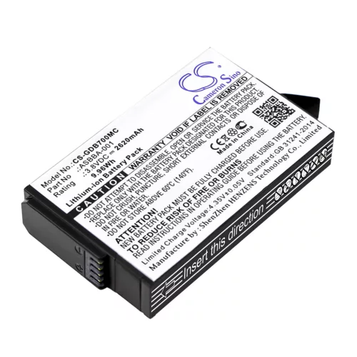 Gopro SBDC1B helyettesítő akkumulátor (Li-ion, 3.8V, 2620mAh / 9.96Wh) - Utángyártott