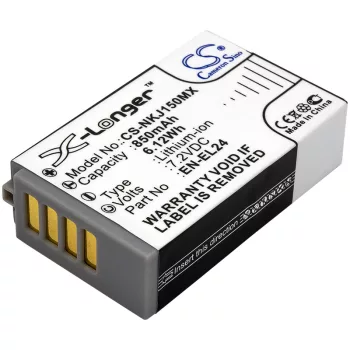   Nikon EN-EL24, VFB11901 helyettesítő akkumulátor (Li-ion, 7.2V, 850mAh / 6.12Wh) - Utángyártott