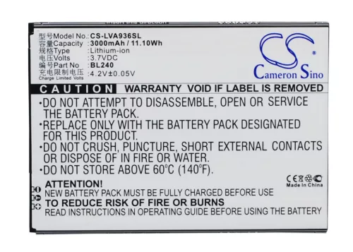 Lenovo BL240 helyettesítő mobiltelefon akkumulátor (Li-Polymer, 3.7V, 3000mAh / 11.10Wh) - Utángyártott