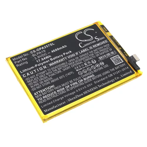 OPPO BLPA19 helyettesítő mobiltelefon akkumulátor (Li-Polymer, 3.9V, 4600mAh / 17.94Wh) - Utángyártott