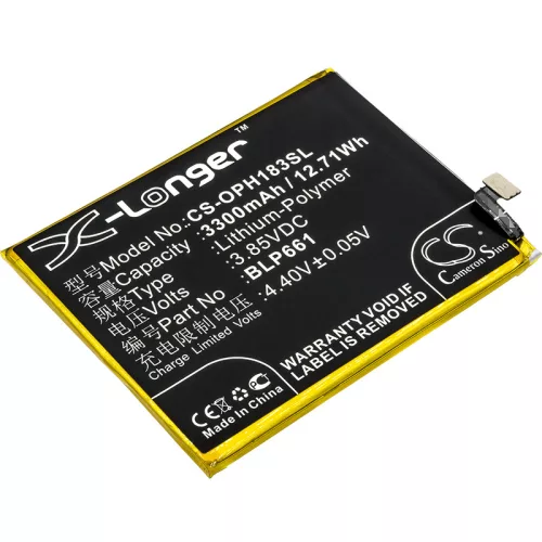 OPPO BLP661 helyettesítő mobiltelefon akkumulátor (Li-Polymer, 3.85V, 3300mAh / 12.71Wh) - Utángyártott