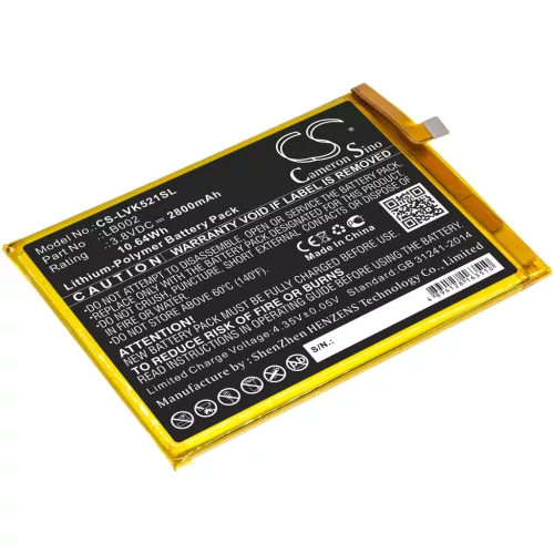 Lenovo LB002 helyettesítő mobiltelefon akkumulátor (Li-Polymer, 3.8V, 2800mAh / 10.64Wh) - Utángyártott