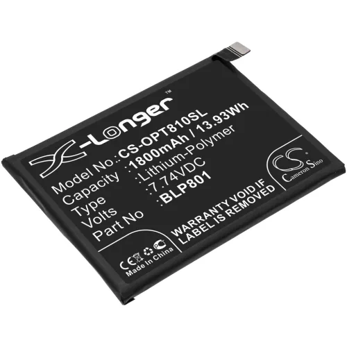 Oneplus BLP801 helyettesítő mobiltelefon akkumulátor (Li-Polymer, 7.74V, 1800mAh / 13.93Wh) - Utángyártott