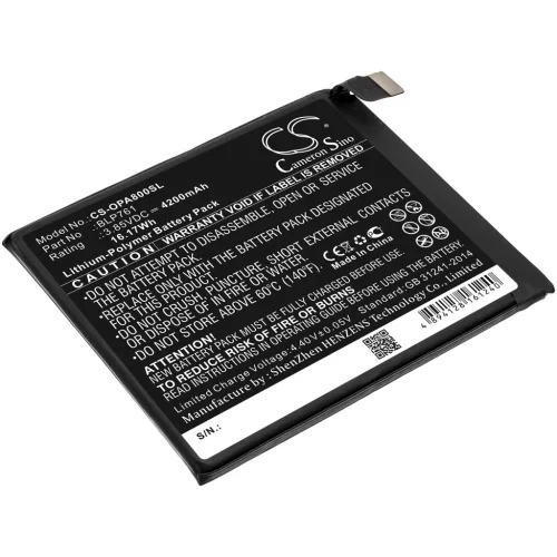 Oneplus BLP761 helyettesítő mobiltelefon akkumulátor (Li-Polymer, 3.85V, 4200mAh / 16.17Wh) - Utángyártott