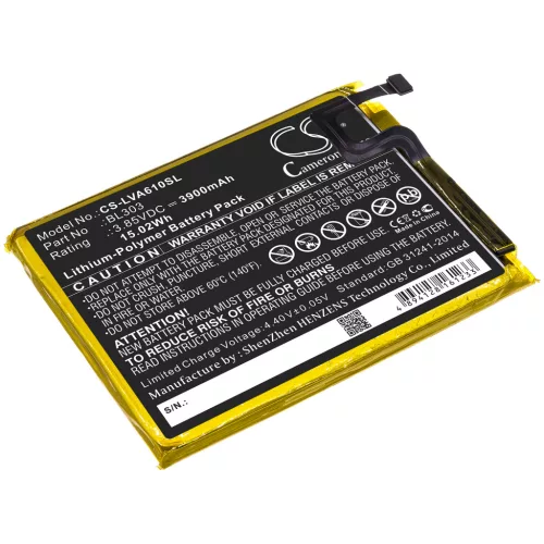 Lenovo BL303 helyettesítő mobiltelefon akkumulátor (Li-Polymer, 3.85V, 3900mAh / 15.02Wh) - Utángyártott