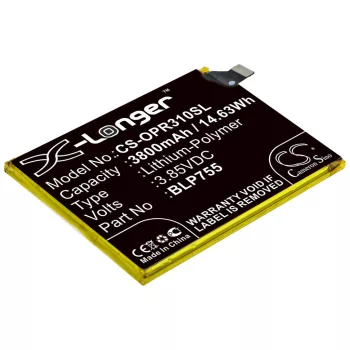   OPPO BLP755 helyettesítő mobiltelefon akkumulátor (Li-Polymer, 3.85V, 3800mAh / 14.63Wh) - Utángyártott