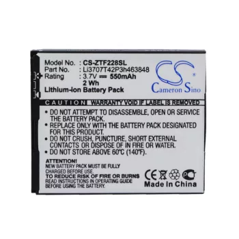   ZTE Li3707T42P3h463848 helyettesítő mobiltelefon akkumulátor (Li-ion, 3.7V, 550mAh) - Utángyártott