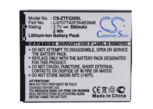 ZTE Li3707T42P3h463848 helyettesítő mobiltelefon akkumulátor (Li-ion, 3.7V, 550mAh) - Utángyártott