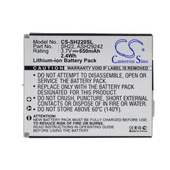   Sharp ASH29242, SH22 helyettesítő mobiltelefon akkumulátor (Li-ion, 3.7V, 650mAh) - Utángyártott