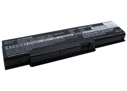 Toshiba PA3384U-1BRS, PABAS052 helyettesítő laptop akkumulátor (Li-ion, 14.8V, 6600mAh) - Utángyártott