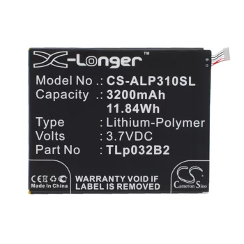   Alcatel TLp032C2 helyettesítő tablet akkumulátor (Li-Polymer, 3.7V, 3200mAh / 11.84Wh) - Utángyártott