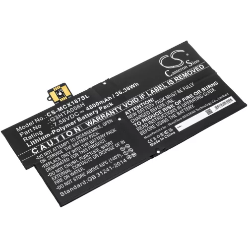 Microsoft G3HTA056H helyettesítő tablet akkumulátor (Li-Polymer, 7.58V, 4800mAh / 36.38Wh) - Utángyártott