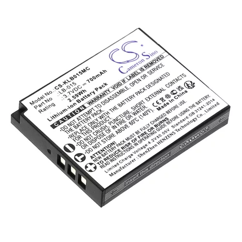 KODAK LB-015 helyettesítő akkumulátor (Li-ion, 3.7V, 700mAh / 2.59Wh) - Utángyártott