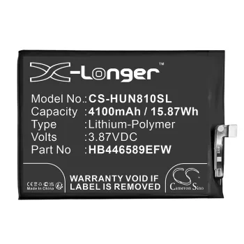   Huawei HB446589EFW helyettesítő mobiltelefon akkumulátor (Li-Polymer, 3.87V, 4100mAh / 15.87Wh) - Utángyártott