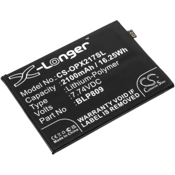   OPPO BLP809 helyettesítő mobiltelefon akkumulátor (Li-Polymer, 7.74V, 2100mAh / 16.25Wh) - Utángyártott