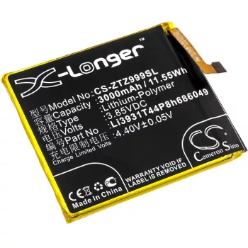   ZTE Li3931T44P8h686049 helyettesítő mobiltelefon akkumulátor (Li-Polymer, 3.85V, 3000mAh / 11.55Wh) - Utángyártott