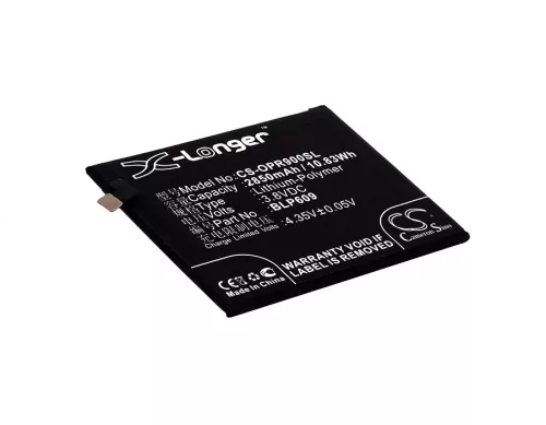 OPPO BLP609 helyettesítő mobiltelefon akkumulátor (Li-Polymer, 3.8V, 2850mAh / 10.83Wh) - Utángyártott