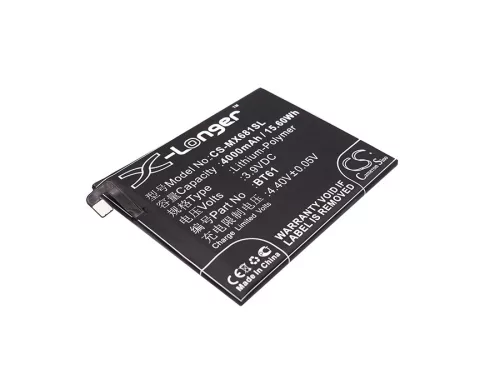 MeiZu BT61 helyettesítő mobiltelefon akkumulátor (Li-Polymer, 3.9V, 4000mAh / 15.60Wh) - Utángyártott