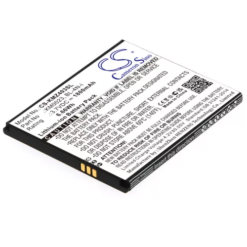 Kruger&Matz KM0023 helyettesítő mobiltelefon akkumulátor (Li-ion, 3.7V, 1800mAh / 6.66Wh) - Utángyártott