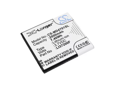 Medion LI37200F helyettesítő mobiltelefon akkumulátor (Li-ion, 3.7V, 2000mAh / 7.40Wh) - Utángyártott