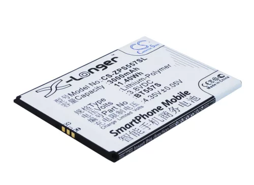 ZOPO BT557S helyettesítő mobiltelefon akkumulátor (Li-Polymer, 3.8V, 3000mAh / 11.40Wh) - Utángyártott