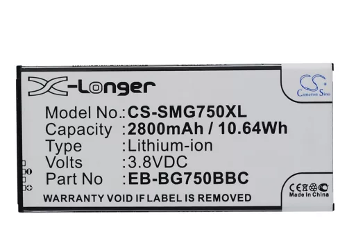 Samsung EB-BG750BBE helyettesítő mobiltelefon akkumulátor (Li-ion, 3.8V, 2800mAh / 10.64Wh) - Utángyártott