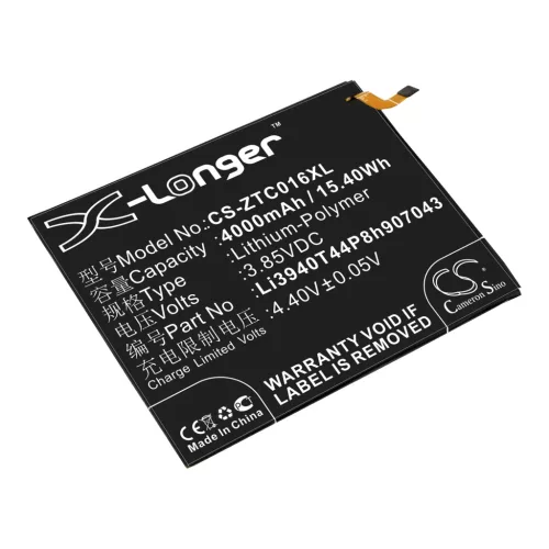 ZTE Li3940T44P8h907043 helyettesítő mobiltelefon akkumulátor (Li-Polymer, 3.85V, 4000mAh / 15.40Wh) - Utángyártott
