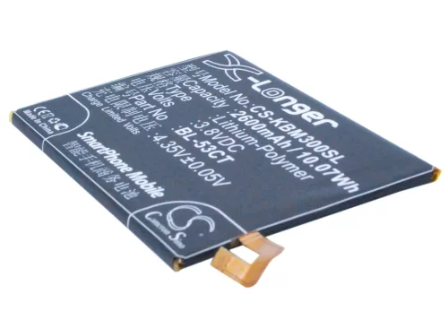 KOOBEE BL-53CT helyettesítő mobiltelefon akkumulátor (Li-Polymer, 3.8V, 2650mAh / 10.07Wh) - Utángyártott