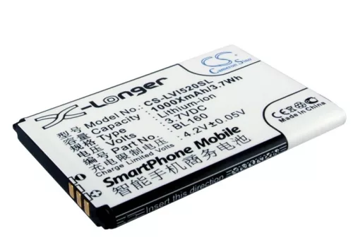 Lenovo BL160 helyettesítő mobiltelefon akkumulátor (Li-ion, 3.7V, 1000mAh / 3.7Wh) - Utángyártott