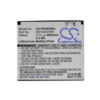  Philips AB1050DWM helyettesítő mobiltelefon akkumulátor (Li-ion, 3.7V, 900mAh) - Utángyártott
