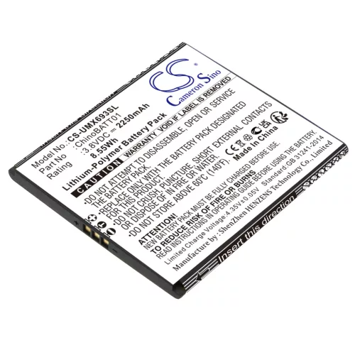 UMX UBT2300 helyettesítő mobiltelefon akkumulátor (Li-Polymer, 3.8V, 2250mAh / 8.55Wh) - Utángyártott