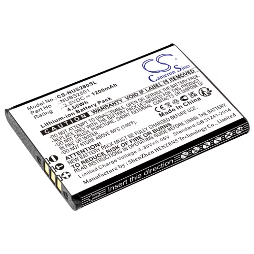 NUU NUBS2801 helyettesítő mobiltelefon akkumulátor (Li-ion, 3.8V, 1200mAh / 4.56Wh) - Utángyártott