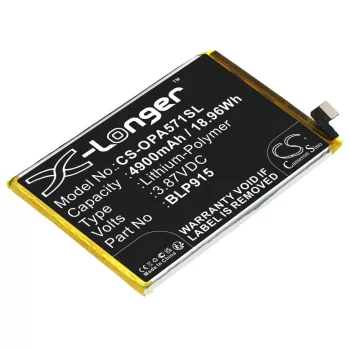   OPPO BLP915 helyettesítő mobiltelefon akkumulátor (Li-Polymer, 3.87V, 4900mAh / 18.96Wh) - Utángyártott
