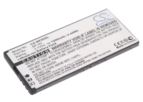 Nokia BP-5H helyettesítő mobiltelefon akkumulátor (Li-ion, 3.7V, 1200mAh / 4.44Wh) - Utángyártott