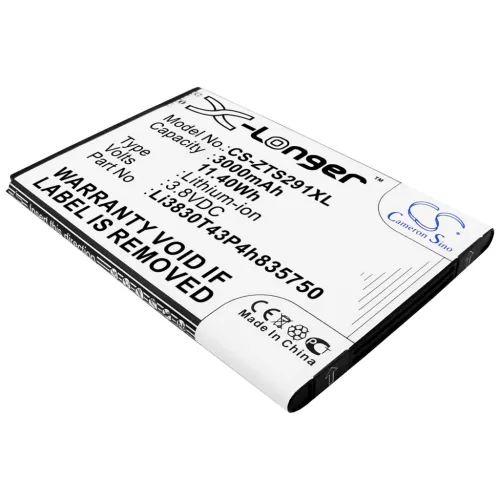 ZTE Li3830T43P4h835750 helyettesítő mobiltelefon akkumulátor (Li-ion, 3.8V, 3000mAh / 11.40Wh) - Utángyártott