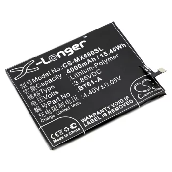   MeiZu BT61-A helyettesítő mobiltelefon akkumulátor (Li-Polymer, 3.85V, 4000mAh / 15.40Wh) - Utángyártott