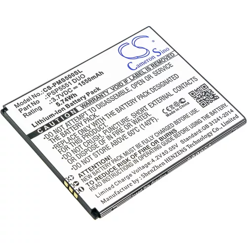 Prestigio PSP5551 DUO helyettesítő mobiltelefon akkumulátor (Li-ion, 3.7V, 1550mAh / 5.74Wh) - Utángyártott