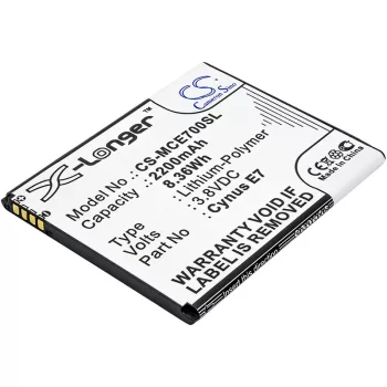   Mobistel Cynus E7 helyettesítő mobiltelefon akkumulátor (Li-Polymer, 3.8V, 2200mAh / 8.36Wh) - Utángyártott